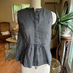 Madewell Black and White Gingham Peplum Shell Top